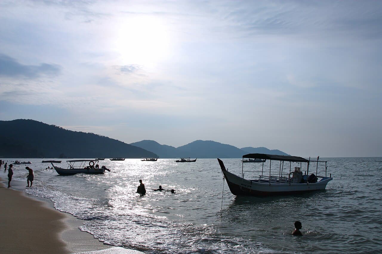 The sandy shore of Batu Ferringhi beach, northern Penang